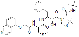 CAS 登录号：147384-69-8， (4R)-N-叔丁基-3-[(2S,3S)-2-羟基-3-[[(2R)-2-[(2-异喹啉-5-基氧基乙酰基)氨基]-3-甲硫基丙酰基]氨基]-4-苯基丁酰基]-5,5-二甲基-1,3-噻唑烷-4-甲酰胺