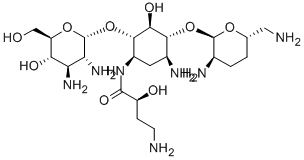 CAS 登录号：147920-22-7， (2S)-4-氨基-N-[(1R,2S,3S,4R,5S)-5-氨基-4-[(2R,3R,6S)-3-氨基-6-(氨基甲基)四氢吡喃-2-基]氧基-2-[(2S,3R,4R,5S,6R)-3,4-二氨基-5-羟基-6-(羟基甲基)四氢吡喃-2-基]氧基-3-羟基环己基]-2-羟基丁烷酰胺