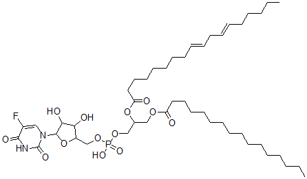 CAS 登录号：148763-98-8， [1-[[5-(5-氟-2,4-二氧代嘧啶-1-基)-3,4-二羟基四氢呋喃-2-基]甲氧基-羟基磷酰]氧基-3-棕榈酰氧基丙-2-基](9E,12E)-十八碳-9,12-二烯酸酯