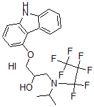 CAS 登录号：149825-33-2， 1-(9H-咔唑-4-基氧基)-3-(1,1,2,2,3,3,3-七氟丙基-丙-2-基氨基)丙-2-醇氢碘酸盐