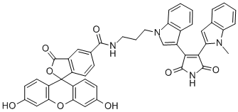 CAS#: 150206-03-4, [6'-Acetyloxy-5-[3-[3-[4-(1-Methylindol-3-Yl)-2,5-Dioxopyrrol-3-Yl]Indol-1-Yl]Propylcarbamoyl]-3-Oxospiro[2-Benzofuran-1,9'-Xanthene]-3'-Yl] Acetate