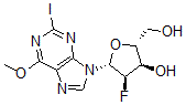 CAS 登录号：150863-85-7， (2R,3R,4R,5R)-4-氟-2-(羟基甲基)-5-(2-碘-6-甲氧基嘌呤-9-基)四氢呋喃-3-醇