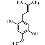 CAS 登录号：15116-20-8， 2-甲氧基-5-(3-甲基-2-丁烯-1-基)-1,4-苯二酚