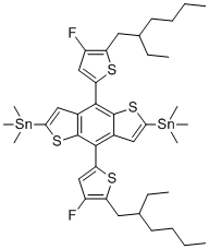 CAS 登录号：1514905-25-9， (4,8-双(5-(2-乙基己基)-4-氟硫代苯-2-基)苯并[1,2-b:4,5-b]二噻吩-2,6-二基)双(三甲基锡烷)