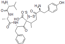 CAS#: 151608-23-0, (2S,6S)-6-Amino-2-[(2S)-2-[[(2S)-2-[[(2R)-2-Amino-3-Methylbutanoyl]Amino]Propanoyl]Amino]-3-Phenylpropanoyl]-2-(Disulfidoamino)-7-(4-Hydroxyphenyl)-3-Methyl-5-Oxoheptanoic Acid