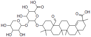 CAS#: 152464-84-1, 6-[(11-Carboxy-14b-Formyl-4,4,6a,6b,8a,11-Hexamethyl-1,2,3,4a,5,6,6a,7,8,9,10,13,14,14a-Tetradecahydropicen-3-Yl)Oxy]-3,4-Dihydroxy-5-(3,4,5-Trihydroxyoxan-2-Yl)Oxyoxane-2-Carboxylic Acid