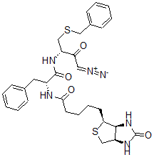 CAS 登录号：153512-31-3， (Z,3S)-3-[[(2R)-2-[5-[(3aR,6S,6aS)-2-氧代-1,3,3a,4,6,6a-六氢噻吩并[3,4-d]咪唑-6-基]戊酰氨基]-3-苯基丙酰基]氨基]-1-偶氮基-4-(苯基甲硫基)丁-1-烯-2-醇