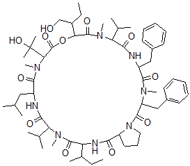 CAS#: 153954-74-6, 24-Butan-2-Yl-12-(1-Hydroxybutan-2-Yl)-15-(2-Hydroxypropan-2-Yl)-4,10,16,22-Tetramethyl-18-(2-Methylpropyl)-3,6-Bis(Phenylmethyl)-9,21-Di(Propan-2-Yl)-13-Oxa-1,4,7,10,16,19,22,25-Octazabicyclo[25.3.0]Triacontane-2,5,8,11,14,17,20,23,26-Nonone