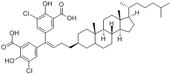CAS 登录号：154212-56-3， 铵5-[(Z)-1-(3-羧基-5-氯-4-羟基苯基)-4-[(3S,10S,13R,17R)-10,13-二甲基-17-(6-甲基庚烷-2-基)-2,3,4,5,6,7,8,9,11,12,14,15,16,17-十四氢-1H-环戊二烯并[a]菲-3-基]丁-1-烯基]-3-氯-2-羟基苯甲酸酯