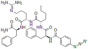 CAS 登录号：154447-48-0， N-[(2S)-1-[[(2S)-1-[[(2S)-1-[[(2S)-1-氨基-1-氧代-3-苯基丙烷-2-基]氨基]-5-(二氨基亚甲基氨基)-1-氧代戊烷-2-基]氨基]-1-氧代己烷-2-基]氨基]-1-氧代-3-苯基丙烷-2-基]-4-叠氮基苯甲酰胺