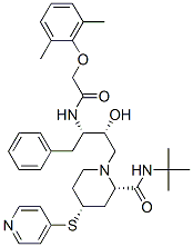 CAS 登录号：154612-58-5， (2S,4R)-N-叔丁基-1-[(2R,3S)-3-[[2-(2,6-二甲基苯氧基)乙酰基]氨基]-2-羟基-4-苯基丁基]-4-吡啶-4-基硫基哌啶-2-甲酰胺