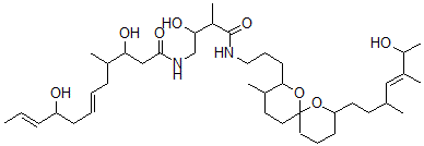 CAS 登录号：155660-92-7， (6E,10E)-3,9-二羟基-N-[2-羟基-4-[3-[8-[(E)-6-羟基-3,5-二甲基庚-4-烯基]-3-甲基-1,7-二氧杂螺[5.5]十一烷-2-基]丙基氨基]-3-甲基-4-氧代丁基]-4-甲基十二碳-6,10-二烯酰胺