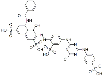 CAS 登录号：15623-66-2， 5-(苯甲酰基氨基)-3-[[4-[[4-氯-6-[(4-磺基苯基)氨基]-1,3,5-三嗪-2-基]氨基]-2-磺基苯基]偶氮]-4-羟基萘-2,7-二磺酸