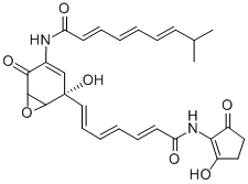 CAS 登录号：156250-44-1， N-(5-羟基-5-(7-((2-羟基-5-氧代-1-环戊烯-1-基)氨基)-7-氧代-1,3,5-庚三烯基)-2-氧代-7-氧杂双环(4.1.0)庚-3-烯-3-基)-8-甲基-2,4,6-壬三烯酰胺