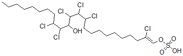 CAS 登录号：156281-16-2， [(Z)-2,11,12,13,15,16-六氯-14-羟基二十四碳-1-烯基]硫酸氢酯