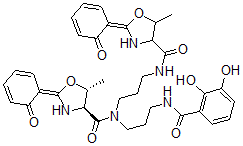 CAS 登录号：156368-88-6， (2Z,4S,5R)-N-[3-[(2,3-二羟基苯甲酰)氨基]丙基]-5-甲基-N-[3-[[(2Z)-5-甲基-2-(6-氧代-1-环己-2,4-二烯亚基)1,3-恶唑烷-4-羰基]氨基]丙基]-2-(6-氧代-1-环己-2,4-二烯亚基)-1,3-恶唑烷-4-甲酰胺