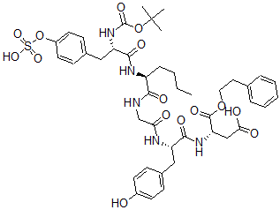 CAS 登录号：156586-96-8， (3S)-3-[[(2S)-3-(4-羟基苯基)-2-[[2-[[(2S)-2-[[(2S)-2-[(2-甲基丙烷-2-基)氧基羰基氨基]-3-(4-磺基氧基苯基)丙酰]氨基]己酰]氨基]乙酰基]氨基]丙酰]氨基]-4-氧代-4-(2-苯基乙氧基)丁酸
