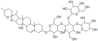 CAS#: 156928-68-6, 3-O-beta-D-Glucopyranosyl-(1-2)-(beta-D-Xylopyranosyl-(1-3))-beta-D-Glucopyranosyl-(1-4)-Galactopyranosyl-25(R)-Spirost-5-En-3beta,14alpha-Diol