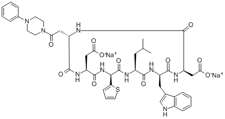 CAS 登录号：157380-72-8， 二钠2-[(2R,5S,8S,11S,14S,17R)-17-(1H-吲哚-3-基甲基)-14-(2-甲基丙基)-8-(2-氧代-2-氧代乙基)-3,6,9,12,15,18-六氧代-5-[2-氧代-2-(4-苯基哌嗪-1-基)乙基]-11-噻吩-2-基-1,4,7,10,13,16-六氮杂十八碳-2-基]乙酸酯