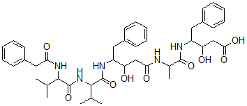 CAS#: 158335-52-5, 3-Hydroxy-4-[2-[[3-Hydroxy-4-[[3-Methyl-2-[[3-Methyl-2-[(2-Phenylacetyl)Amino]Butanoyl]Amino]Butanoyl]Amino]-5-Phenylpentanoyl]Amino]Propanoylamino]-5-Phenylpentanoic Acid