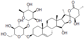 CAS 登录号：159126-18-8， 3,15,23-三羟基螺甾-5-烯-26-酮3-O-(吡喃鼠李糖基-1-2)吡喃葡萄糖苷