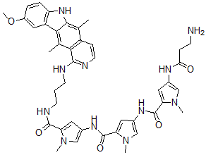 CAS 登录号：159506-80-6， 4-[[4-[[4-(3-氨基丙酰氨基)-1-甲基吡咯-2-羰基]氨基]-1-甲基吡咯-2-羰基]氨基]-N-[3-[(9-甲氧基-5,11-二甲基-6H-吡啶并[4,3-b]咔唑-1-基)氨基]丙基]-1-甲基吡咯-2-甲酰胺