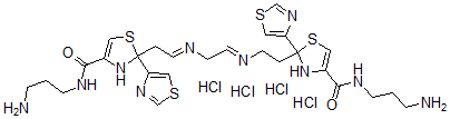 CAS#: 160732-26-3, N-(3-Aminopropyl)-2-[2-[2-[2-[4-(3-Aminopropylcarbamoyl)-2-(1,3-Thiazol-4-Yl)-3H-1,3-Thiazol-2-Yl]Ethylideneamino]Ethylideneamino]Ethyl]-2-(1,3-Thiazol-4-Yl)-3H-1,3-Thiazole-4-Carboxamide Tetrahydrochloride