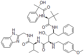 CAS#: 161389-25-9, (2S)-N-[(2S,3R,4R)-5-[[(2S)-1-(1H-Benzimidazol-2-Ylmethylamino)-3-Methyl-1-Oxobutan-2-Yl]Amino]-3-Hydroxy-4-[(4-Methoxyphenyl)Methylamino]-5-Oxo-1-Phenylpentan-2-Yl]-2-[[(2S)-2-Hydroxy-2-Phenylpropanoyl]Amino]-3,3-Dimethylbutanamide