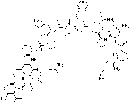 CAS#: 163702-20-3, L-Lysyl-L-Valyl-L-Asparaginyl-L-Prolyl-L-Glutaminyl-L-Phenylalanyl-L-Valyl-L-Histidyl-L-Prolyl-L-Isoleucyl-L-Leucyl-L-Glutaminyl-L-Seryl-L-Alanyl-L-Valine