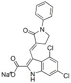 CAS 登录号：166974-23-8， 4,6-二氯-3-[(E)-(2-氧代-1-苯基吡咯烷-3-亚基)甲基]-1H-吲哚-2-羧酸钠