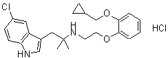 CAS#: 169505-93-5, 1-(5-Chloro-1H-Indol-3-Yl)-N-{2-[2-(Cyclopropylmethoxy)Phenoxy]Ethyl}-2-Methyl-2-Propanamine Hydrochloride (1:1)