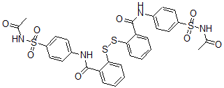 CAS 登录号：171744-40-4， N-[4-(乙酰基氨基磺酰基)苯基]-2-[2-[[4-(乙酰基氨基磺酰基)苯基]氨基甲酰]苯基]二硫基苯甲酰胺