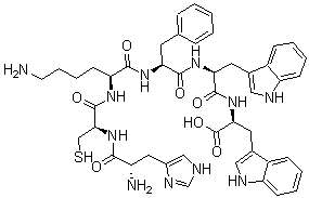 CAS 登录号：172546-75-7， L-组氨酰-L-半胱氨酰-L-赖氨酰-L-苯丙氨酰-L-色氨酰-L-色氨酸