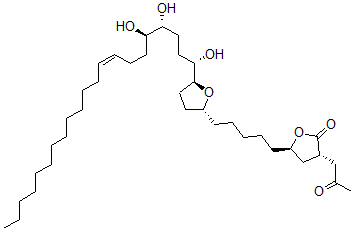 CAS 登录号：177535-01-2， (3S,5R)-3-(2-氧代丙基)-5-[5-[(2R,5S)-5-[(Z,1S,4R,5R)-1,4,5-三羟基二十一碳-8-烯基]四氢呋喃-2-基]戊基]四氢呋喃-2-酮