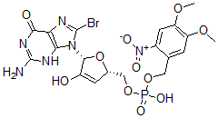CAS 登录号：177592-89-1， [(2S,5R)-5-(2-氨基-8-溴-6-氧代-3H-嘌呤-9-基)-4-羟基-2,5-二氢呋喃-2-基]甲基(4,5-二甲氧基-2-硝基苯基)甲基磷酸氢酯