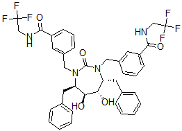 CAS 登录号：183860-46-0， 3-[[(4R,5S,6S,7R)-5,6-二羟基-2-氧代-4,7-二(苯基甲基)-3-[[3-(2,2,2-三氟乙基氨基甲酰)苯基]甲基]-1,3-二氮杂环庚-1-基]甲基]-N-(2,2,2-三氟乙基)苯甲酰胺