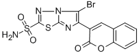 CAS 登录号：183999-74-8， 5-溴-6-(2-氧代苯并吡喃-3-基)咪唑并[1,2-d][1,3,4]噻二唑-2-磺酰胺
