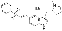 CAS 登录号:188113-69-1, 5-(2-(苯磺酰基)乙烯基)-3-(1-甲基吡咯烷-2(R)-基甲基)-1H-吲哚氢溴酸盐