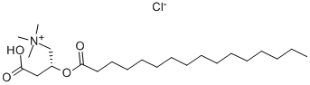 CAS 登录号：18877-64-0， (2R)-3-羧基-N,N,N-三甲基-2-[(1-氧代十六烷基)氧基]-1-丙基氯化铵(1:1)