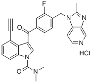 CAS 登录号：189689-94-9， 4-乙炔基-3-[3-氟-4-[(2-甲基咪唑并[4,5-c]吡啶-1-基)甲基]苯甲酰基]-N,N-二甲基吲哚-1-甲酰胺盐酸盐