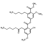 CAS 登录号：19314-73-9， 3-甲氧基-4-(甲氧羰基)-5-戊基苯基2-羟基-4-甲氧基-6-(2-氧代庚基)苯甲酸酯