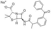 CAS 登录号：196309-79-2， (2S,5R,6R)-6-[2-[3-(苯甲酰基)苯基]丙酰氨基]-3,3-二甲基-7-氧代-4-硫杂-1-氮杂双环[3.2.0]庚烷-2-羧酸钠