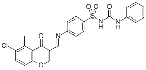 CAS 登录号：198649-73-9， 1-[4-[(6-氯-5-甲基-4-氧代苯并吡喃-3-基)亚甲基氨基]苯基]磺酰基-3-苯基脲