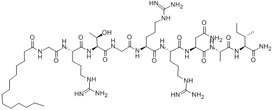 CAS 登录号：201422-03-9， N-(1-氧代十四烷基)甘氨酰-L-精氨酰-L-苏氨酰甘氨酰-L-精氨酰-L-精氨酰-L-天冬氨酰胺酰-L-丙氨酰-L-异亮氨酰胺