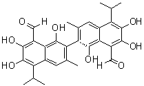 CAS 登录号：20300-26-9， (2S)-1,1',6,6',7,7'-六羟基-3,3'-二甲基-5,5'-二(1-甲基乙基)-[2,2'-联萘]-8,8'-二甲醛