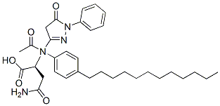 CAS 登录号：20318-58-5， N2-乙酰基-N2-(4-十二烷基苯基)-N-(4,5-二氢-5-氧代-1-苯基-1H-吡唑-3-基)-L-天冬氨酰胺