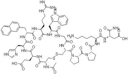 CAS 登录号：207678-81-7， N-乙酰基-L-半胱氨酰-L-a-谷氨酰-L-组氨酰-3-(2-萘基)-D-丙氨酰-L-精氨酰-L-色氨酰甘氨酰-L-半胱氨酰-L-脯氨酰-L-脯氨酰-L-赖氨酰-L-a-天冬氨酰胺环(1->8)-二硫醚