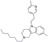 CAS#: 20771-49-7, 2,3,4,5-Tetrahydro-2-Heptyl-8-Methyl-5-[2-(6-Methyl-3-Pyridyl)Ethyl]-1H-Pyrido[4,3-b]Indole