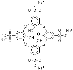 CAS 登录号：211561-04-5， 25,26,27,28-四羟基-2,8,14,20-四硫杂五环[19.3.1.1<sup>3,7</sup>.1<sup>9,13</sup>.1<sup>15,19</sup>]二十八碳-1(25),3(28),4,6,9(27),10,12,15(26),16,18,21,23-十二烯-5,11,17,23-四磺酸四钠
