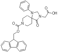 CAS 登录号：215190-27-5， {8-[(9H-芴-9-基甲氧基)羰基]-4-氧代-1-苯基-1,3,8-三氮杂螺[4.5]癸-3-基}乙酸